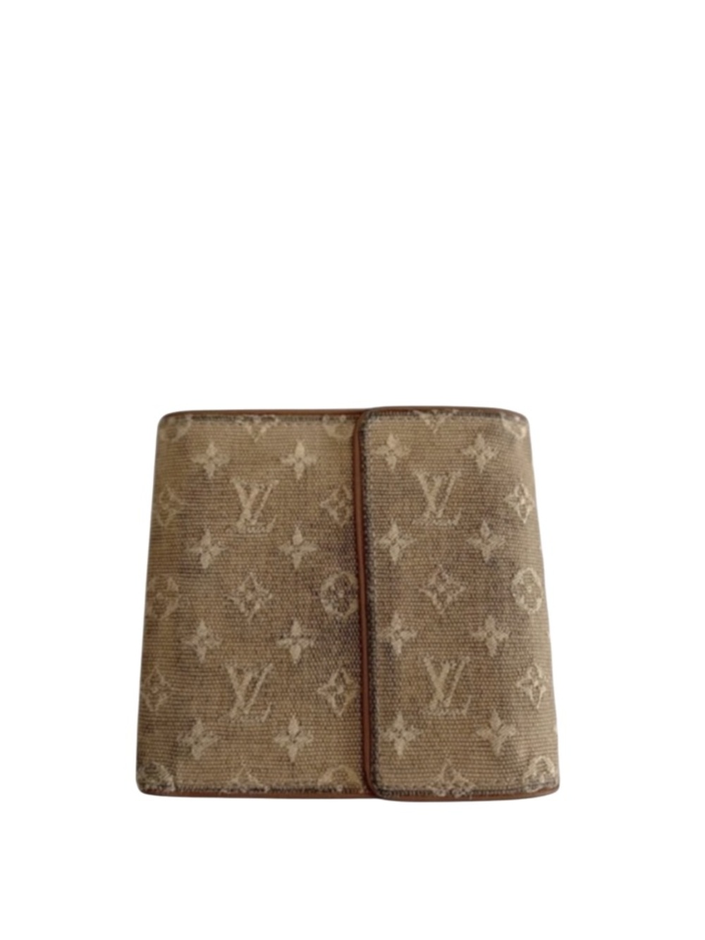 LOUIS VUITTON - TAN CANVAS MINI LIN COMPACT TRIFOLD SNAP WALLET